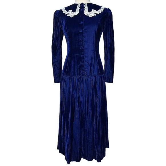 Gunne Sax | Dresses | Vintage Blue Velvet Gunne Sax Dress | Poshmark